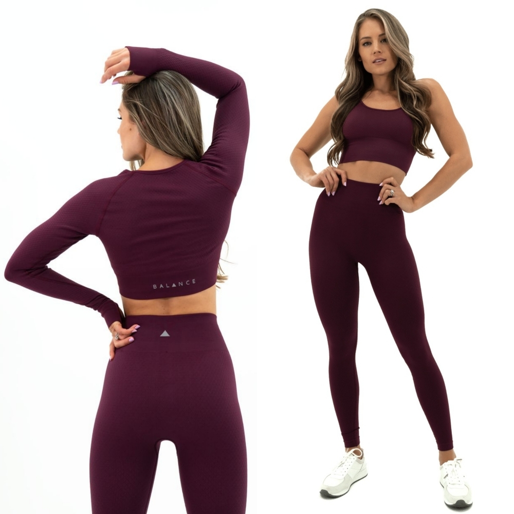 Balance Athletica Vitality Energy Seamless Leggings Size Medium Purple Quartz